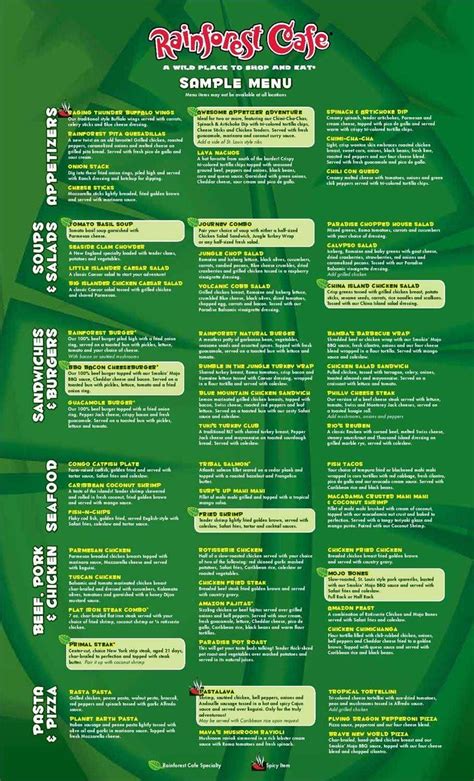 Nutritional Info. . Rainforest cafe nutrition pdf